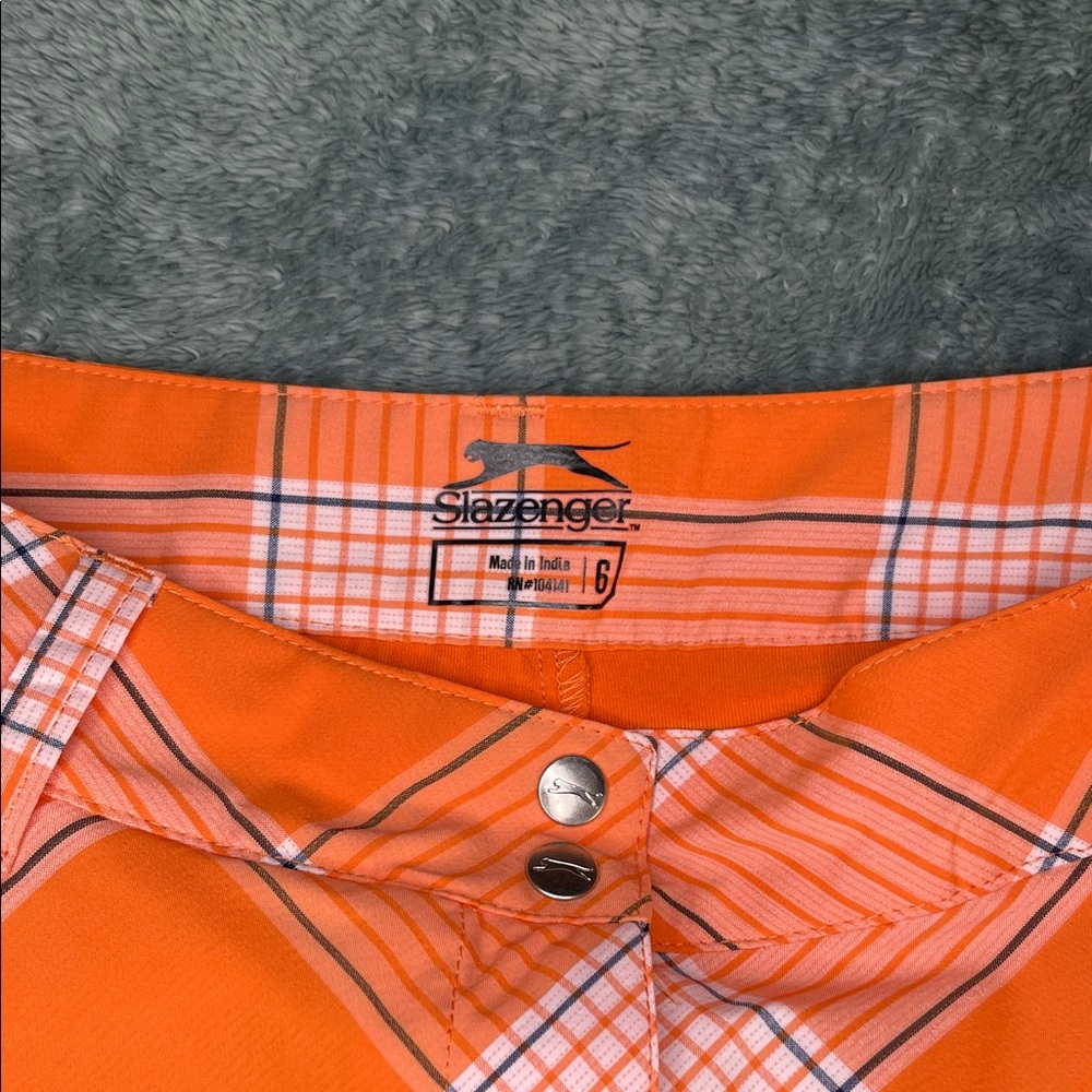 Slazenger Women's Orange Checkered Mini Skirt Size 6 GOLF - Picture 2 of 5